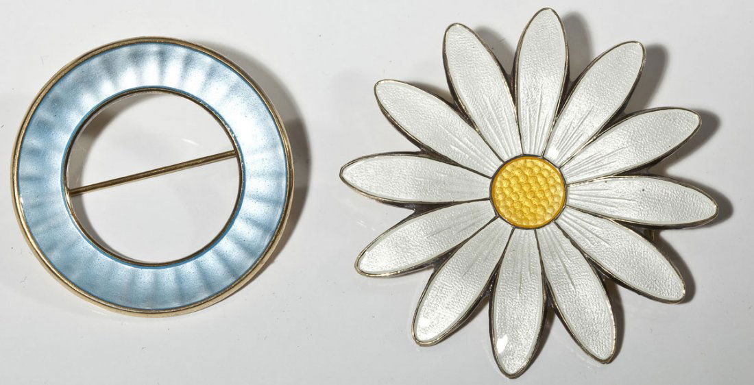 2 Signed Norwegian Sterling & Enamel Pins (1 of 5)