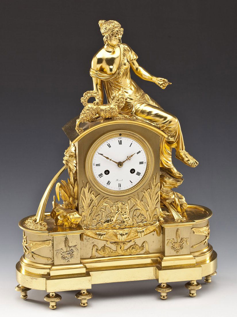 19th C French Gilt Bronze Mantle Clock (1 of 8)