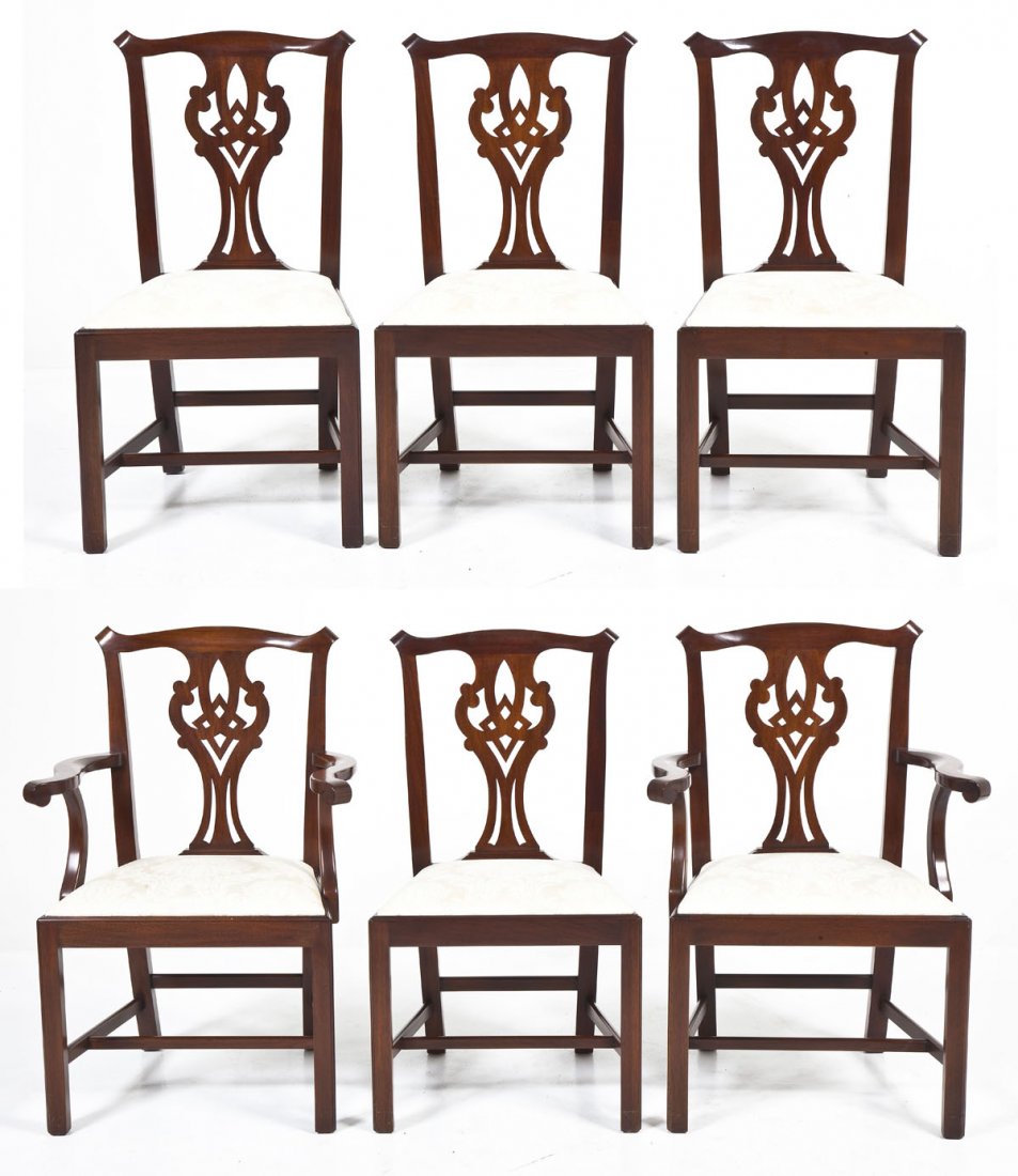 6 Henkel Harris Chippendale Dining Chairs (1 of 10)