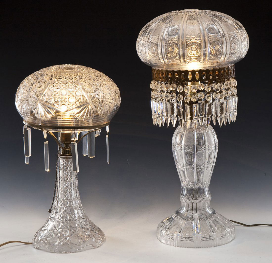 2 Pressed Glass Lamps with Prisms (1 of 7)