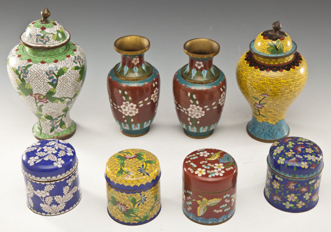 8 Chinese Cloisonne Vessels (1 of 10)