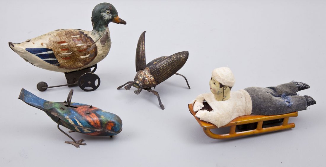 4 Tinplate Wind-Up Toys (1 of 1)