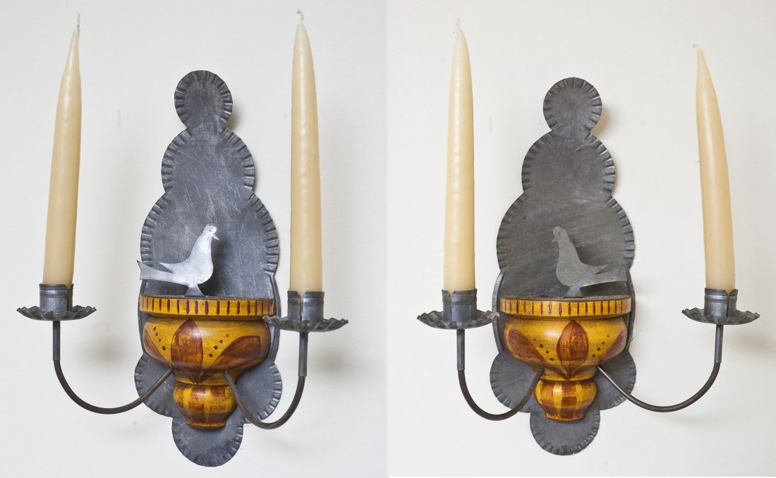 Pair of Folk Art Wall Sconces (1 of 3)