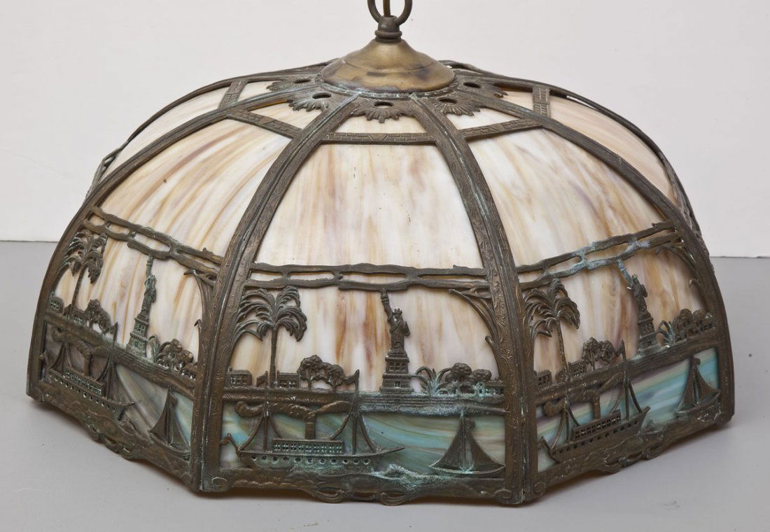 Statue of Liberty Slag Glass Hanging Lamp (1 of 2)