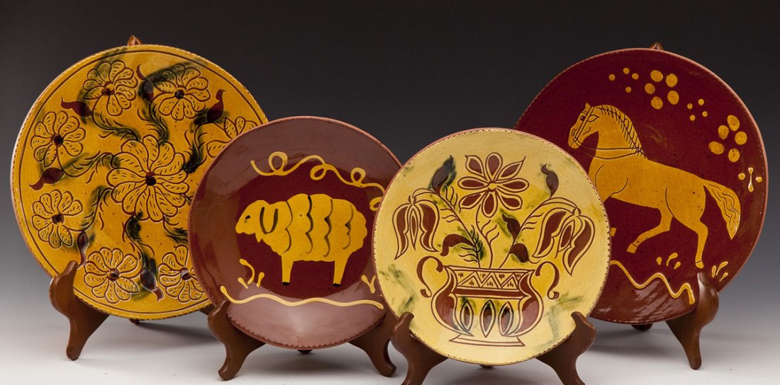 4 Breininger Pottery Redware Chargers (1 of 7)