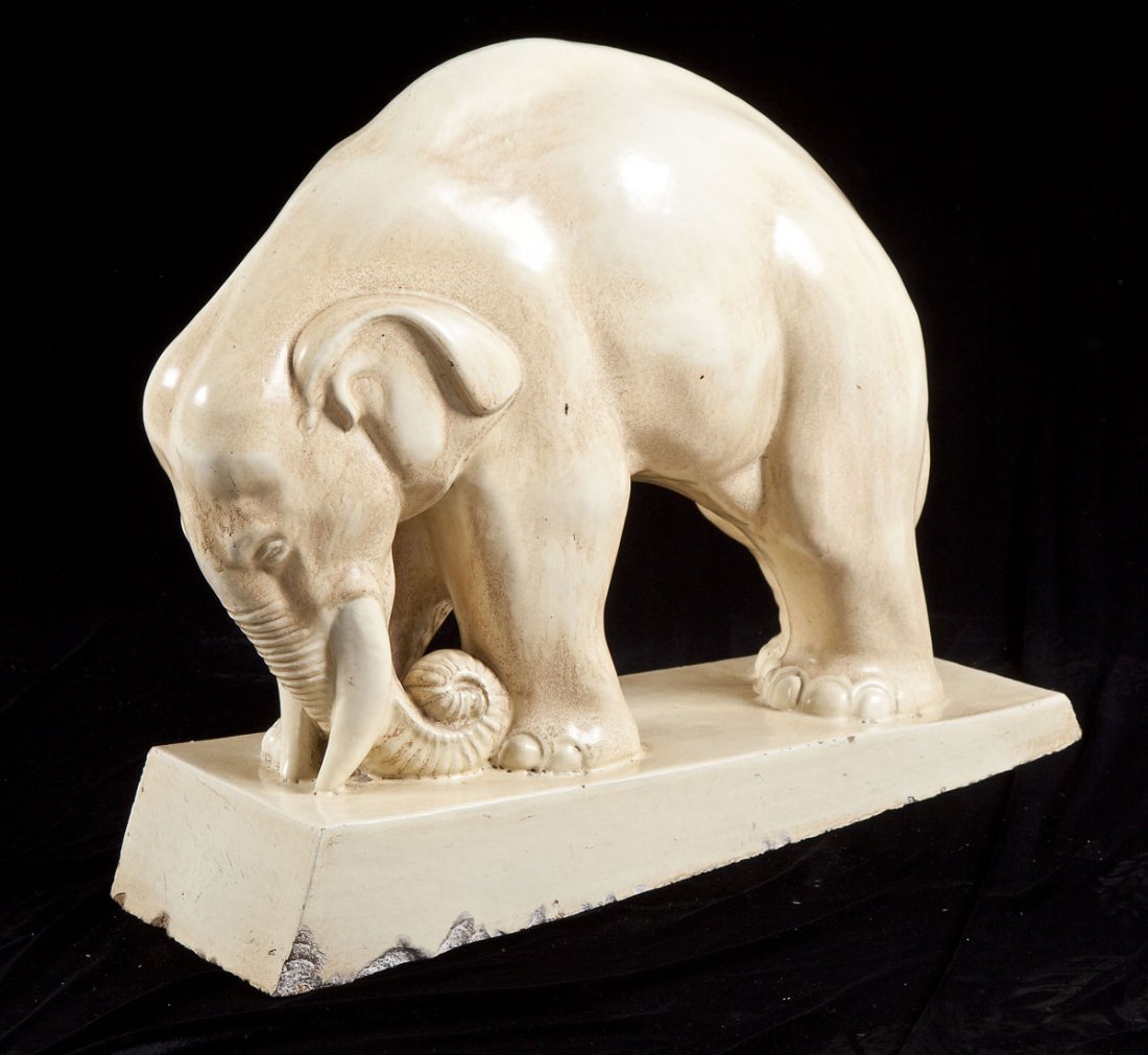 Glazed Cement Statue of Elephant (1 of 5)