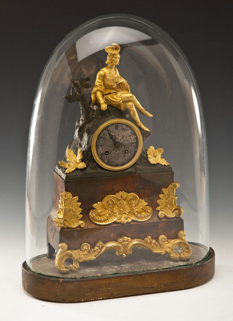 19th C French Figural Gilt Bronze Mantle Clock (1 of 9)