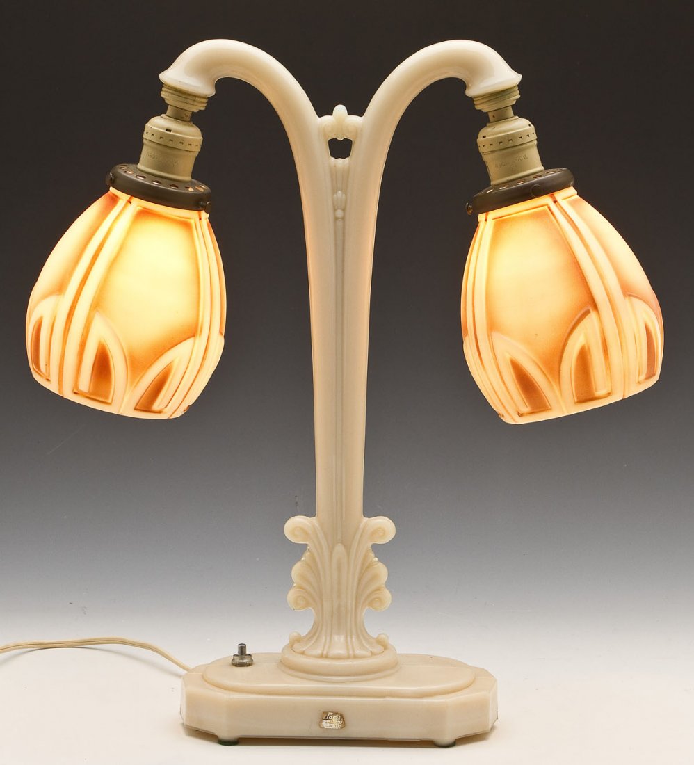 Art Deco Double Shade Alacite Aladdin Lamp (1 of 6)