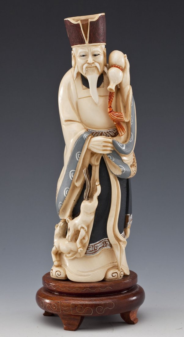 Ivory Polychrome Okimono of an Immortal (1 of 6)