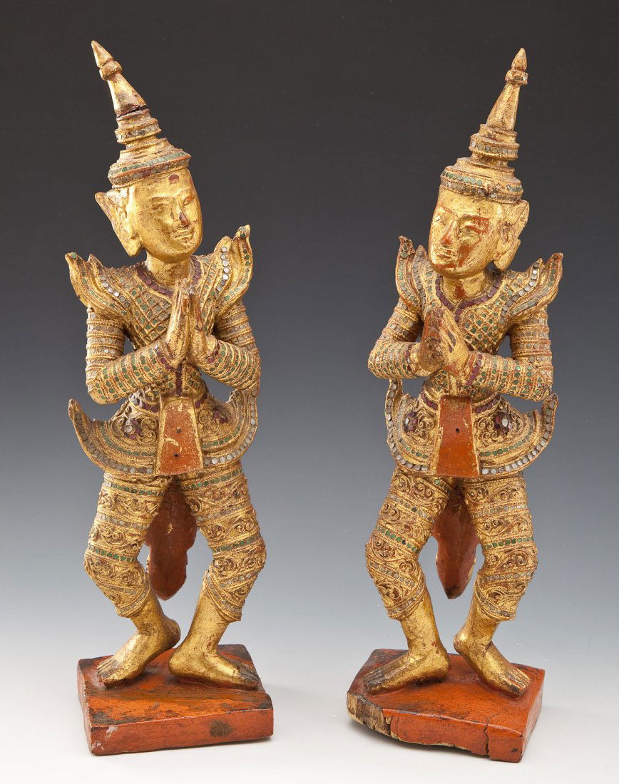 Pair Gilt Burmese Dancing Figures (1 of 5)