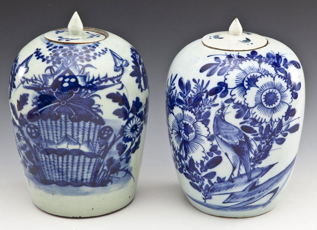 Two Chinese Blue on Celadon Ginger Jars (1 of 4)