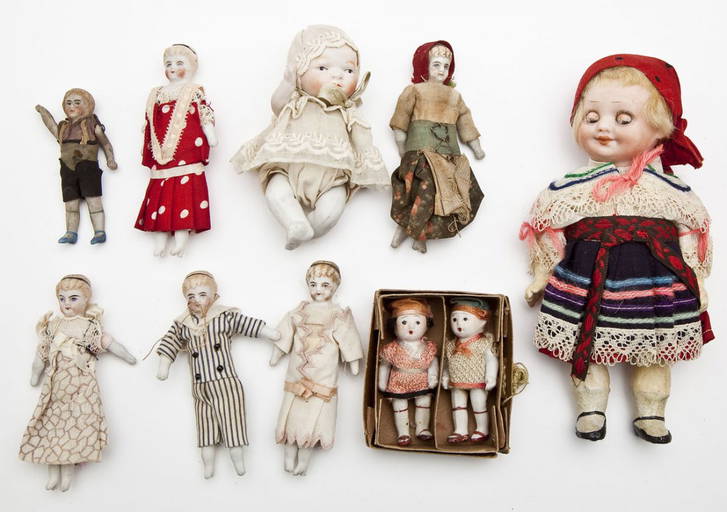 10 Antique Miniature Bisque Dolls