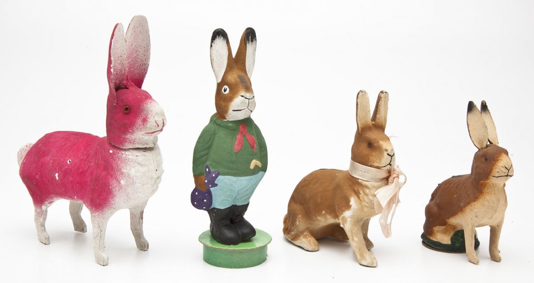 4 Papier Mache Rabbit Easter Candy Containers (1 of 5)