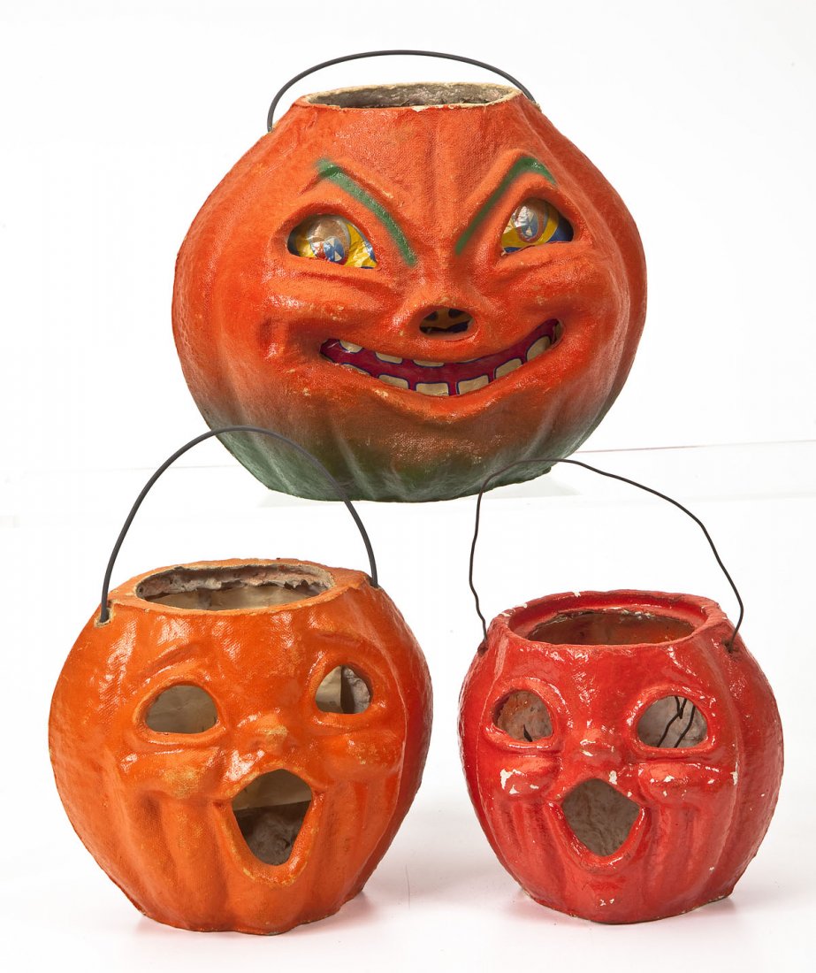 3 Vintage Papier Mache Halloween Jack-o-Lanterns (1 of 3)