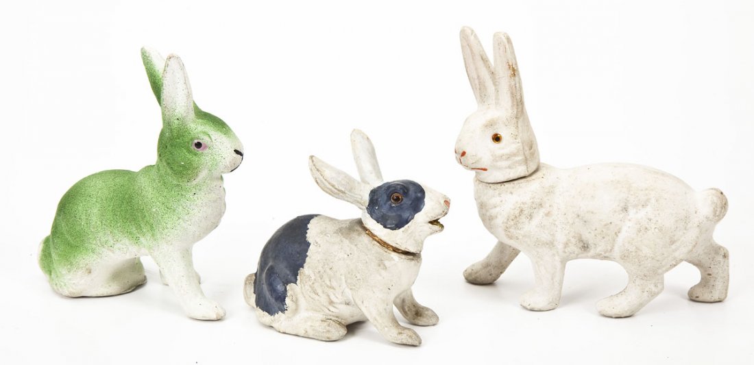 3 Chalkware Rabbit Easter Candy Jars (1 of 3)
