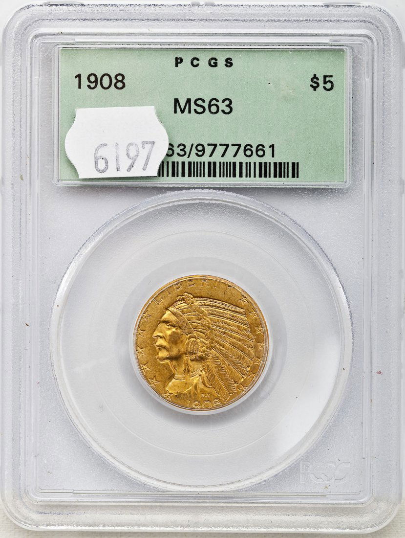 1908 $5 Indian Head Half Eagle PCGS MS63 (1 of 2)