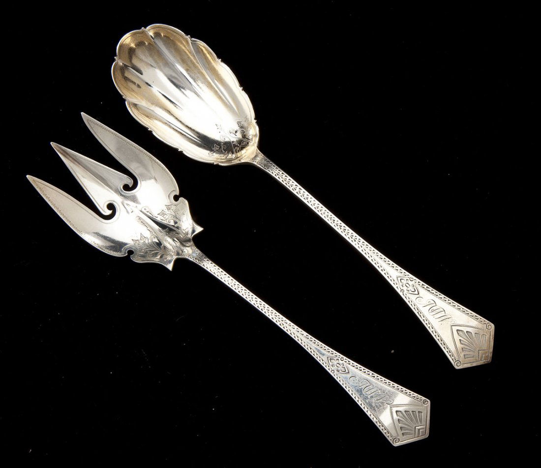 Crosby, Morse, & Foss Sterling Salad Server Set (1 of 3)