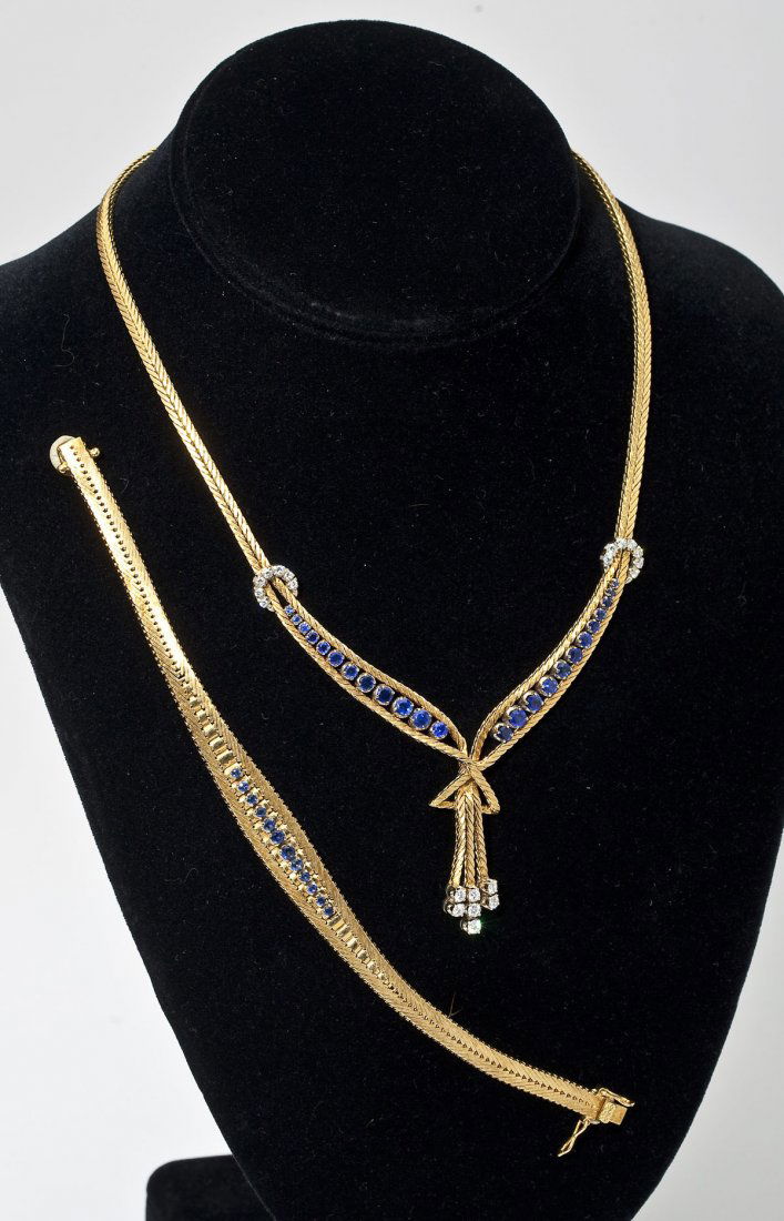 18K Diamond & Sapphire Necklace & Bracelet (1 of 8)