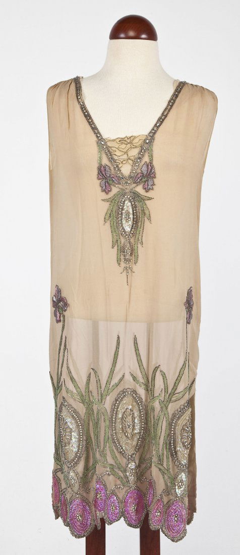 Sequin and Beaded Beige Dress (1 of 6)