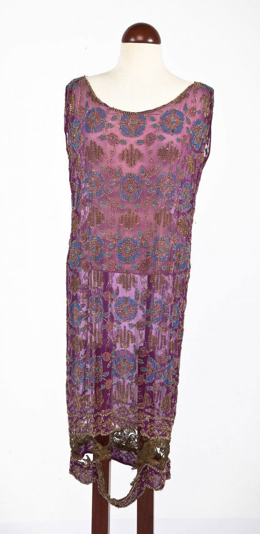 Sequin and Beaded Purple Sheer Dress (1 of 6)