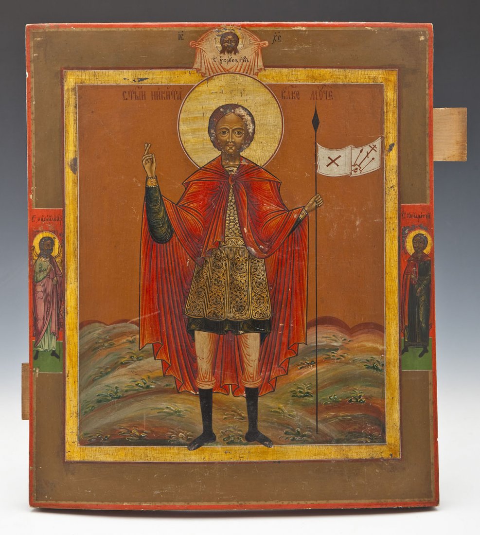 19th C Russian Icon St. Nikitas The Warrior (1 of 3)