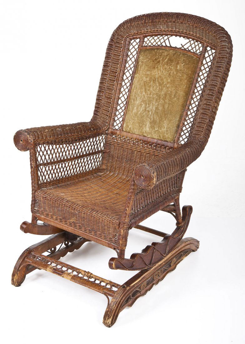 A Late Victorian Platform Wicker Rocker (1 of 7)