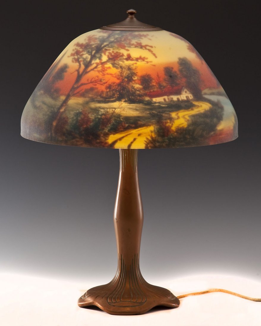 Moe Bridges Signed Reverse Painted Table Lamp Lot 0590