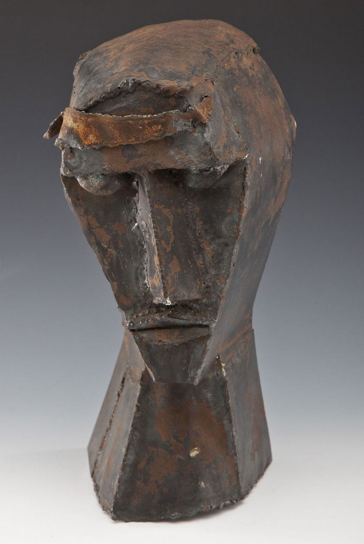 Brutalist Welded Metal Face Sculpture (1 of 5)