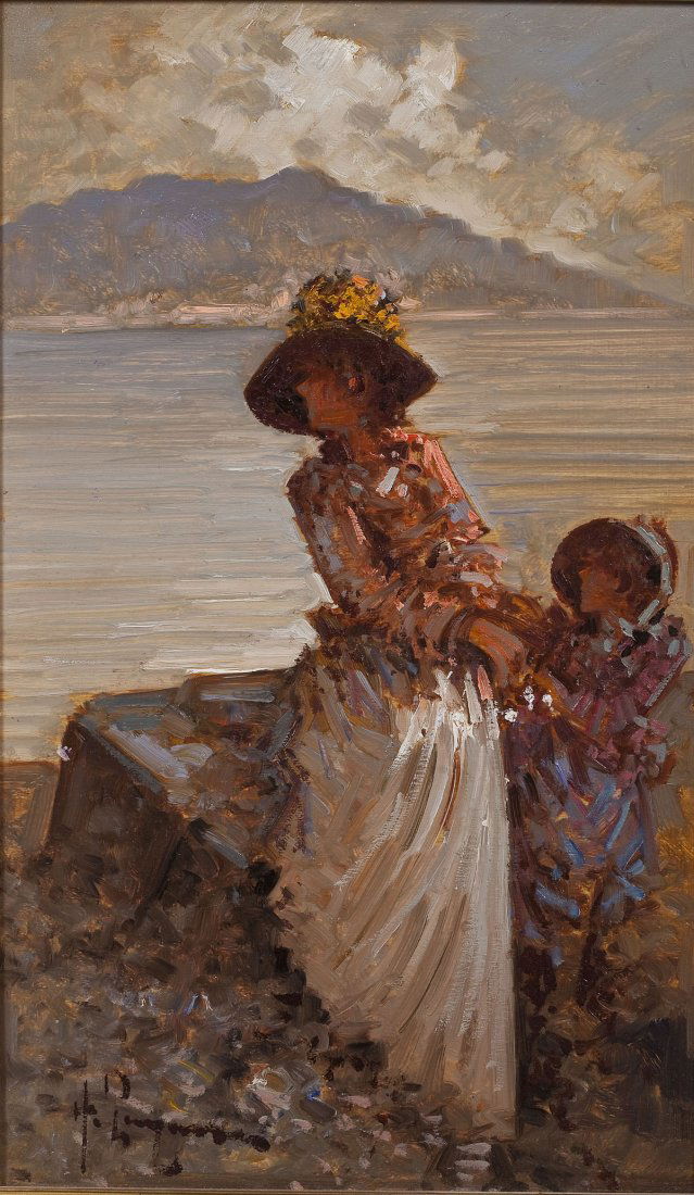 Signed Continental School Oil on Board (1 of 4)