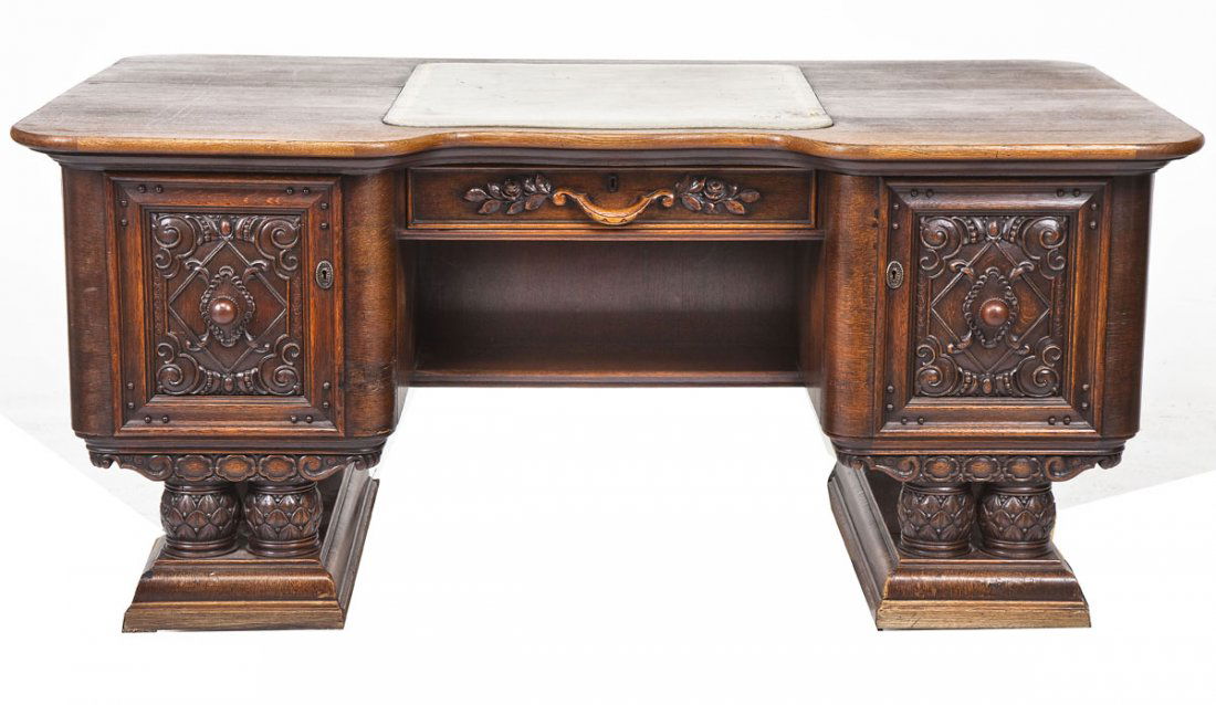 Jacobean Revival Pedestal Desk (1 of 8)