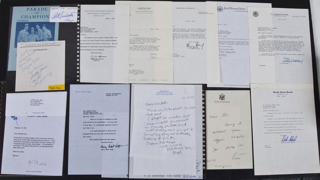 Collection of 15 Autographs incl J. Edgar Hoover (1 of 10)