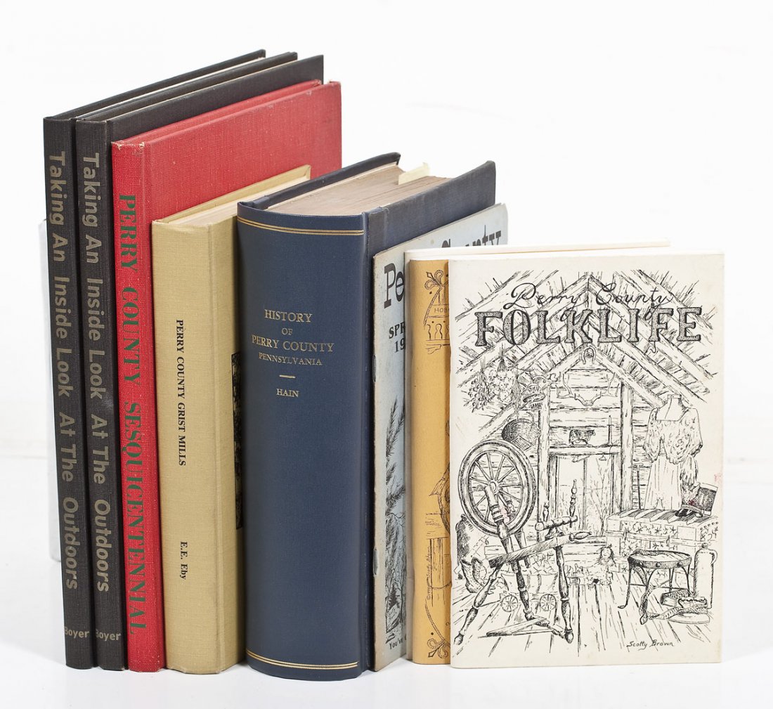 9 Perry County History Books & Pamphlets: DESCRIPTION: Nine Perry County (PA) history books and pamphlets. Includes: History of Perry County Pennsylvania, Perry County Sesquicentennial, Perry County Grist Mills, Taking an Inside Look at the O