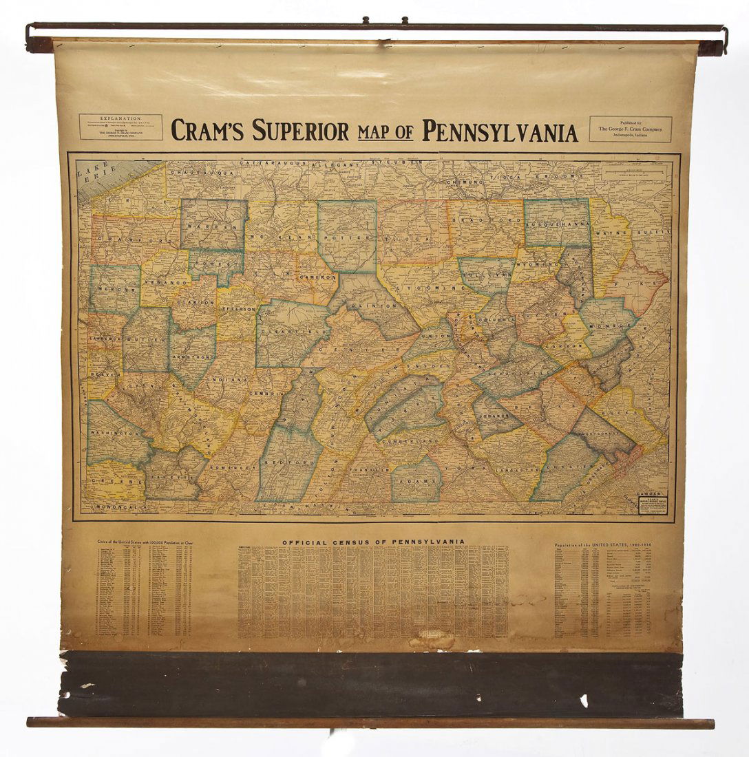 1930s Crams Superior Pennsylvania School Wall Map (1 of 9)
