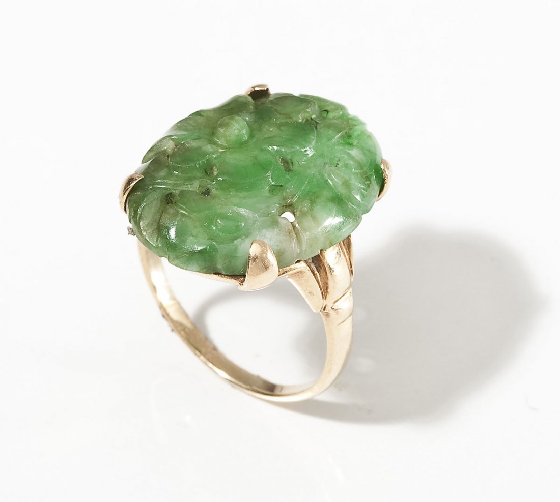 14K Carved Jade Ring (1 of 3)