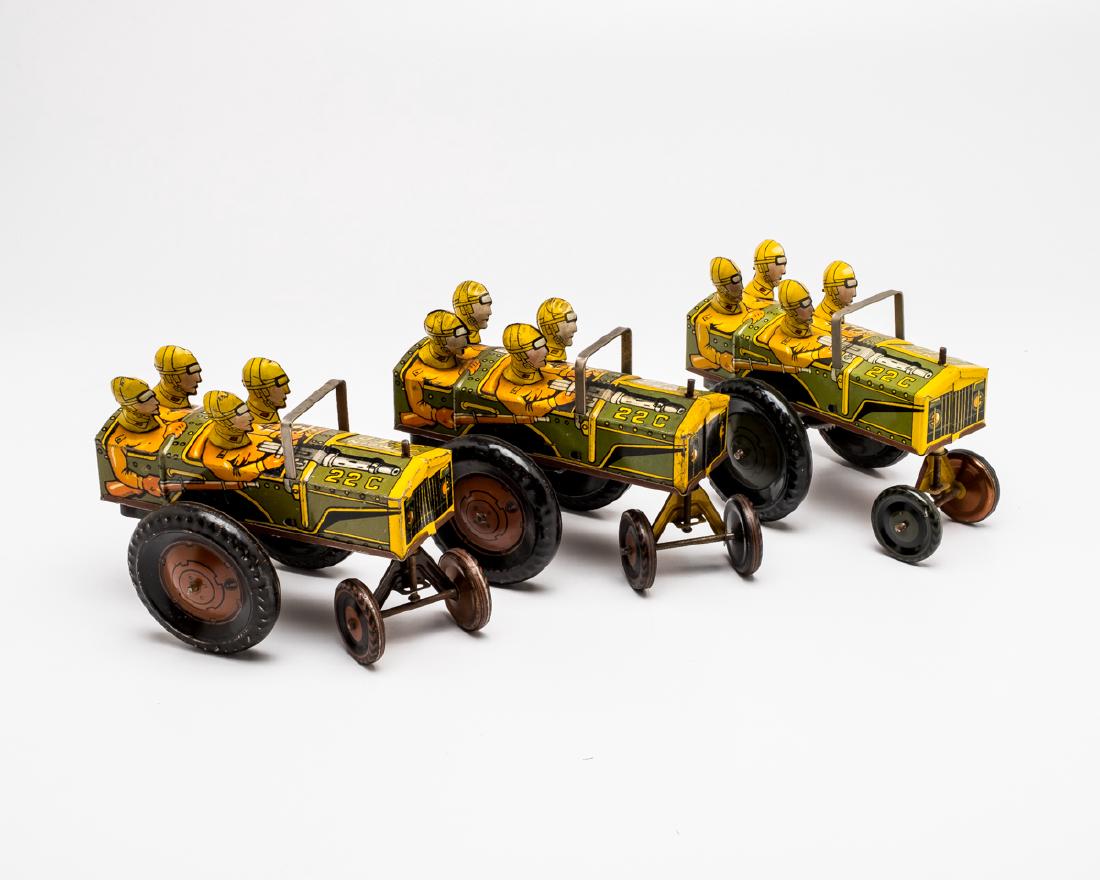 3 Marx Jumping Jeep Tin Litho Wind-up Toys (1 of 1)