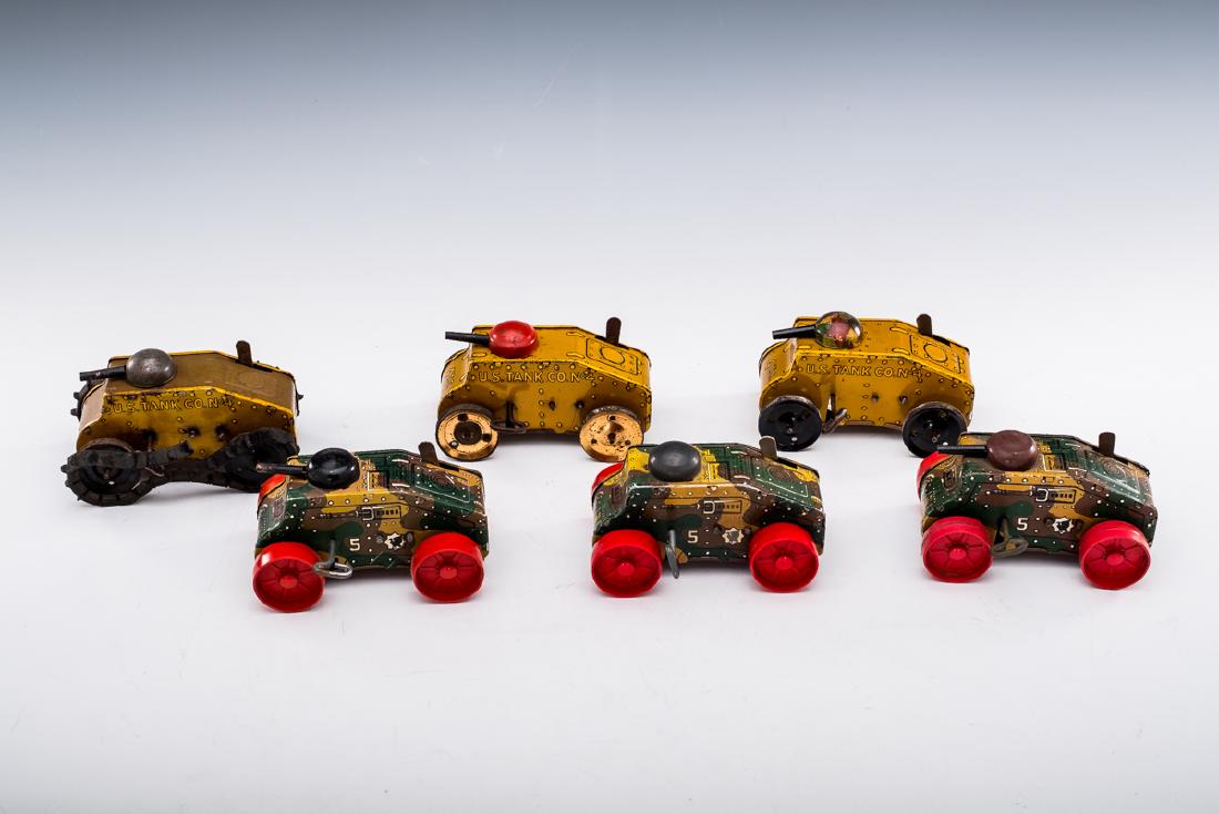 6 Marx Tin Litho Tanks incl. US Army #4 (1 of 1)