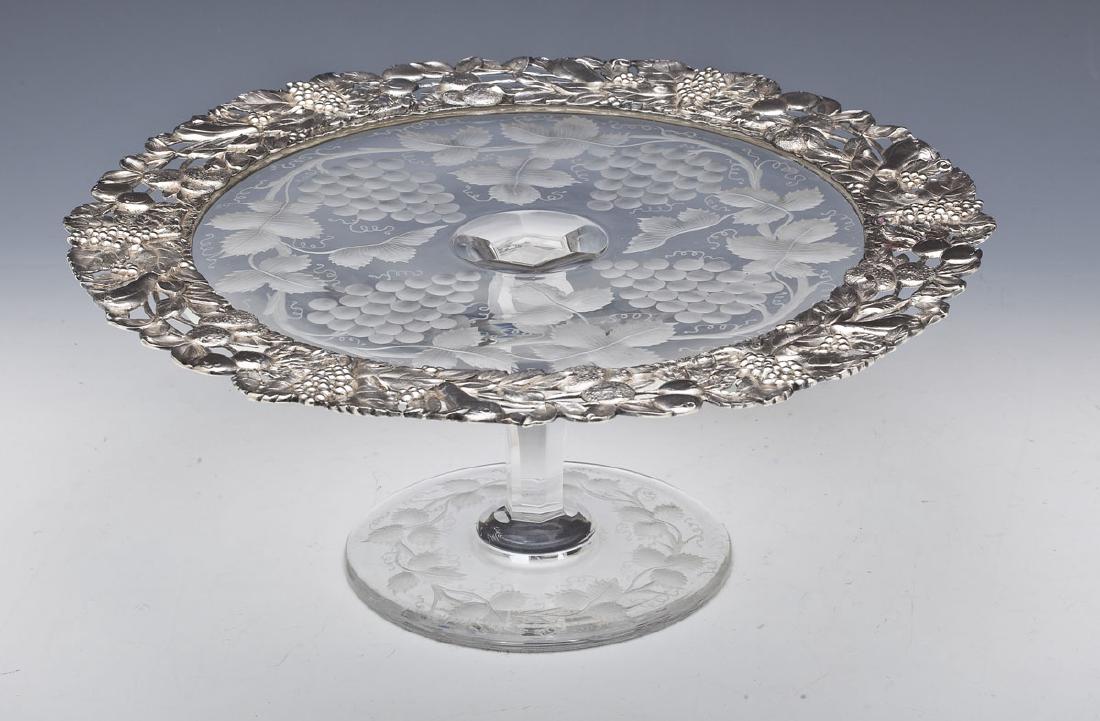 Bailey Banks & Biddle Sterling & Glass Cake Plate (1 of 5)