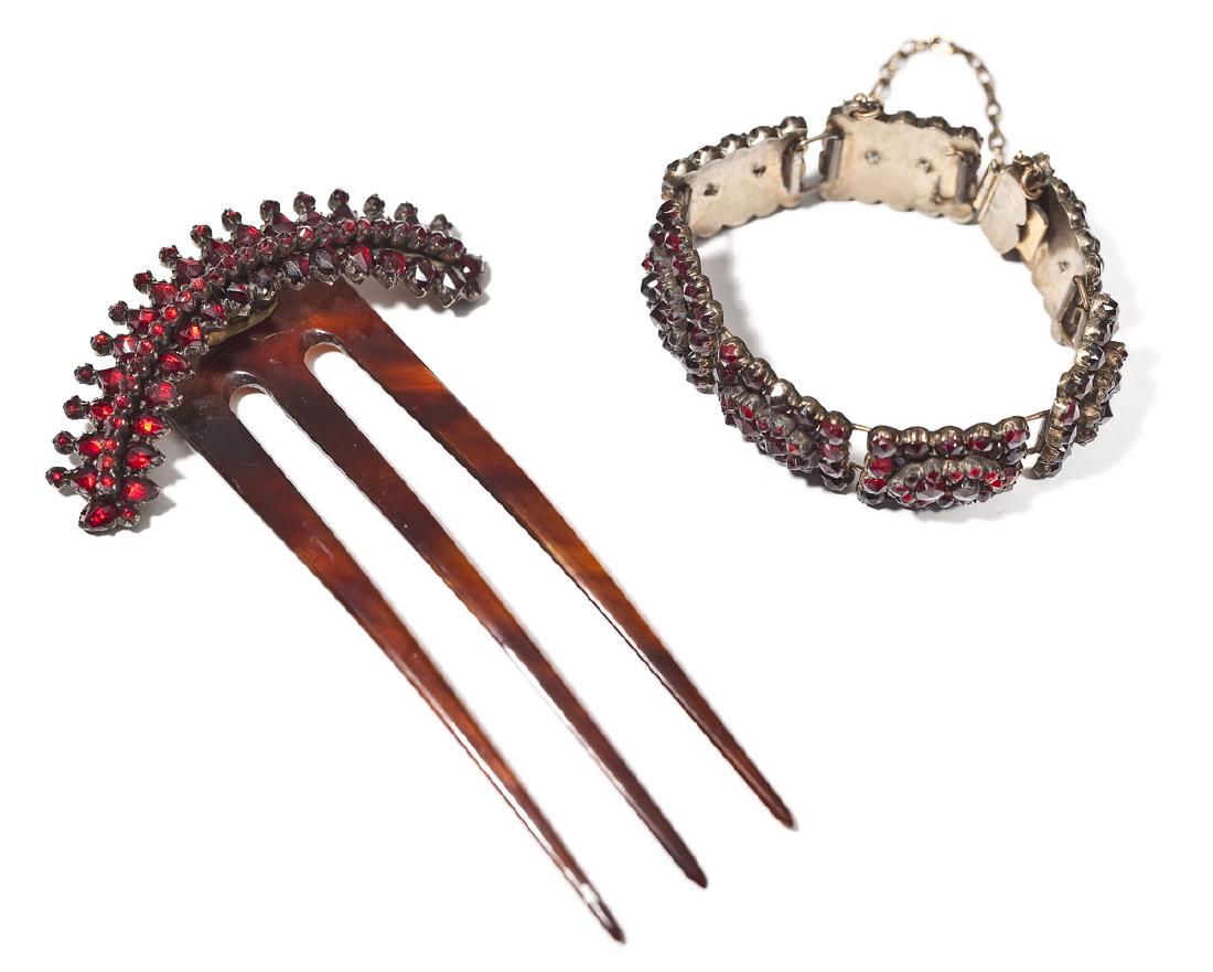 Bohemian Garnet Bracelet & Hair Comb (1 of 3)