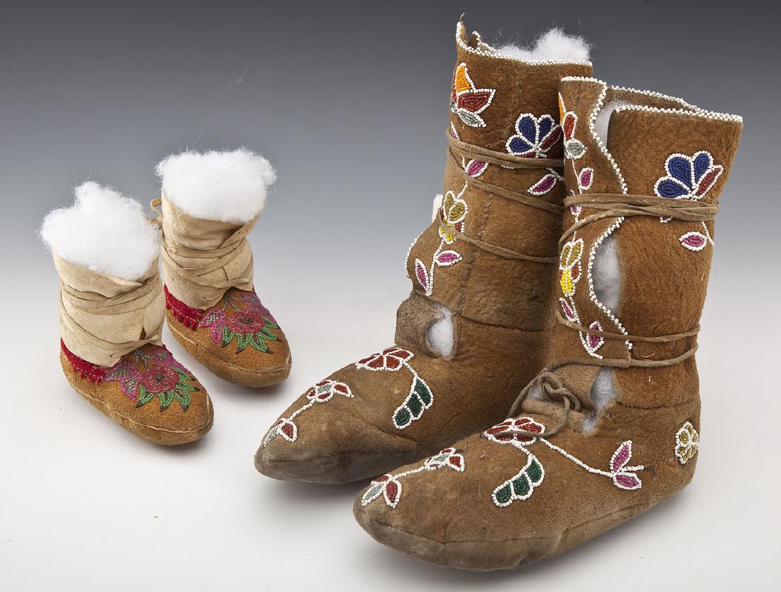 2 Pairs Northern Plains Beaded Tall Moccasins (1 of 5)