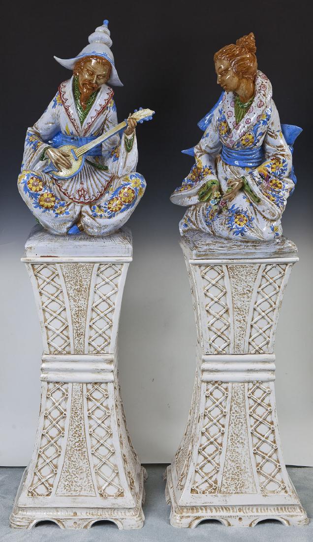 2 Asian Style Sculptures on Pedestals (1 of 6)