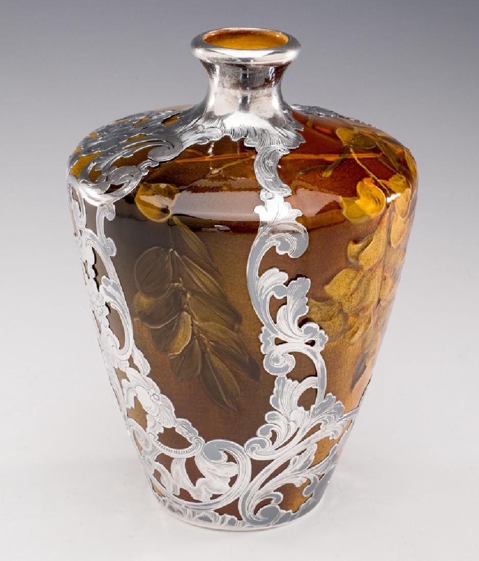 1893 Rookwood Silver Overlay Iris Glaze Vase (1 of 5)