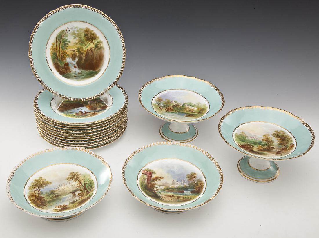 16 Pc Hand Painted Topographical Dessert Set (1 of 10)