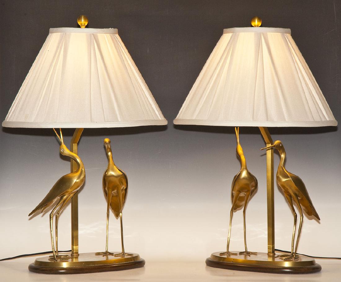 Pair of Brass Crane Lamps (1 of 4)