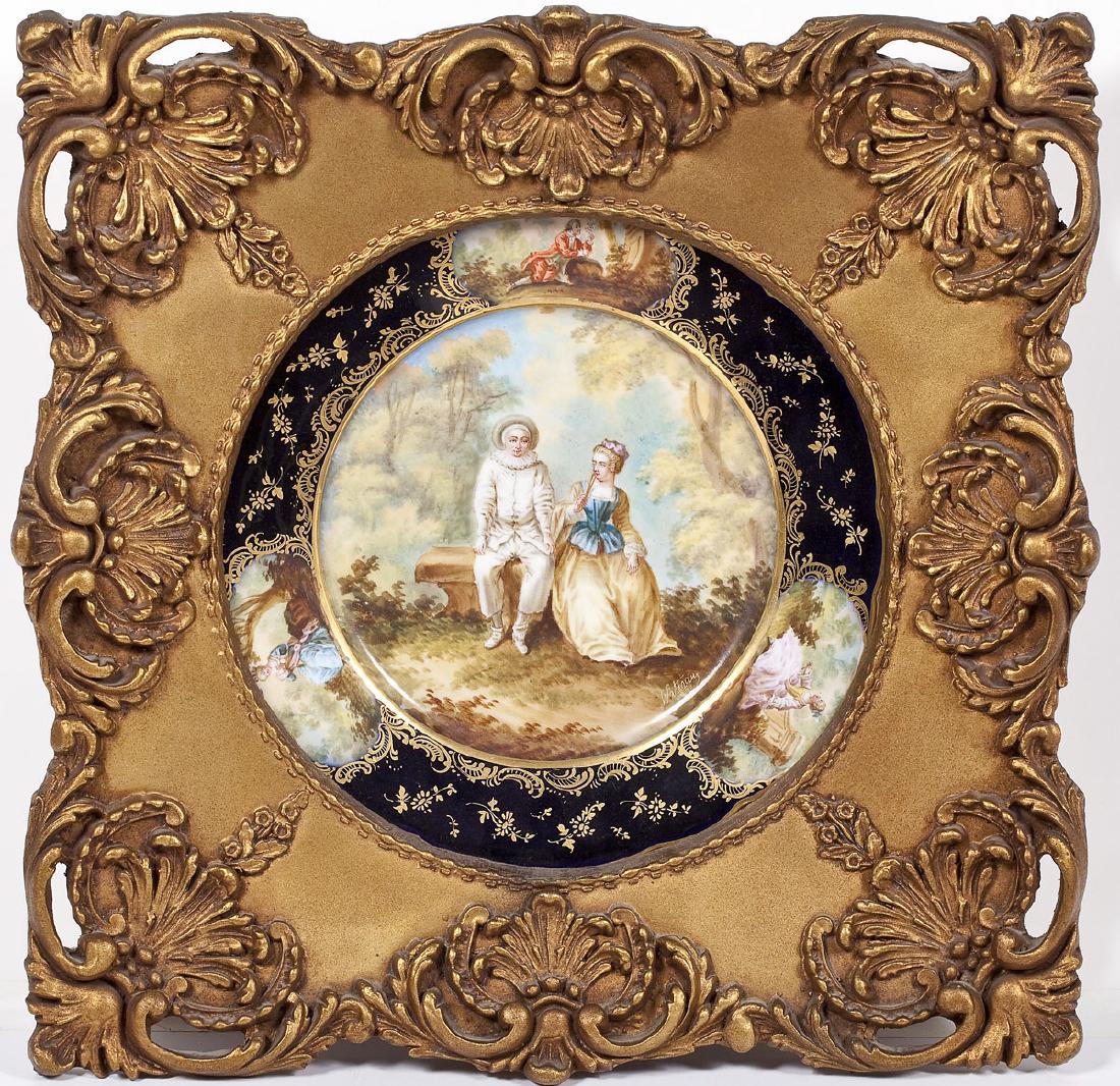 Sevres Hand Painted Plate after Watteau (1 of 4)