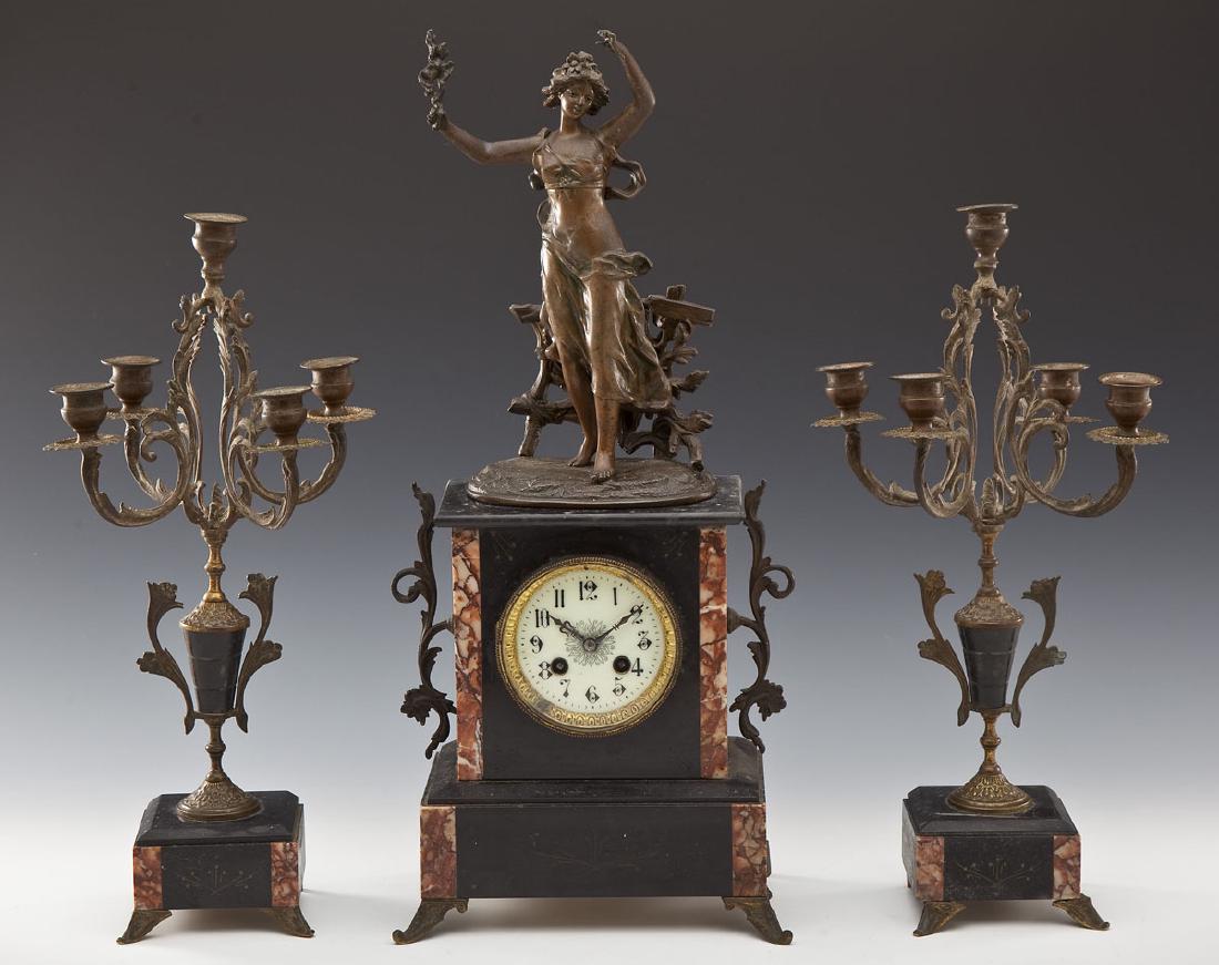 3 Pc Japy Freres Figural Clock Garniture Set (1 of 13)