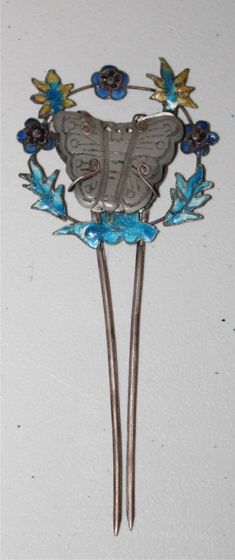 Chinese Republic Jade & Silver Hairpin (1 of 6)