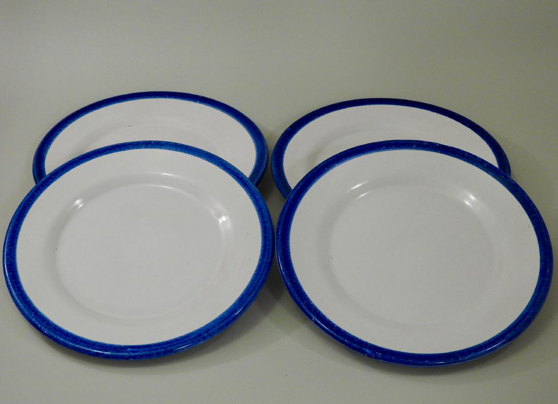 Italian Ceramic Plates with Blue Border Lot of 4 (1 of 3)