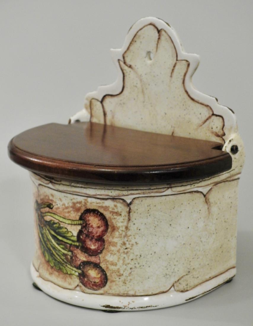 Italian Wall Mount Salt Box Painted Cherry Fresco (1 of 5)