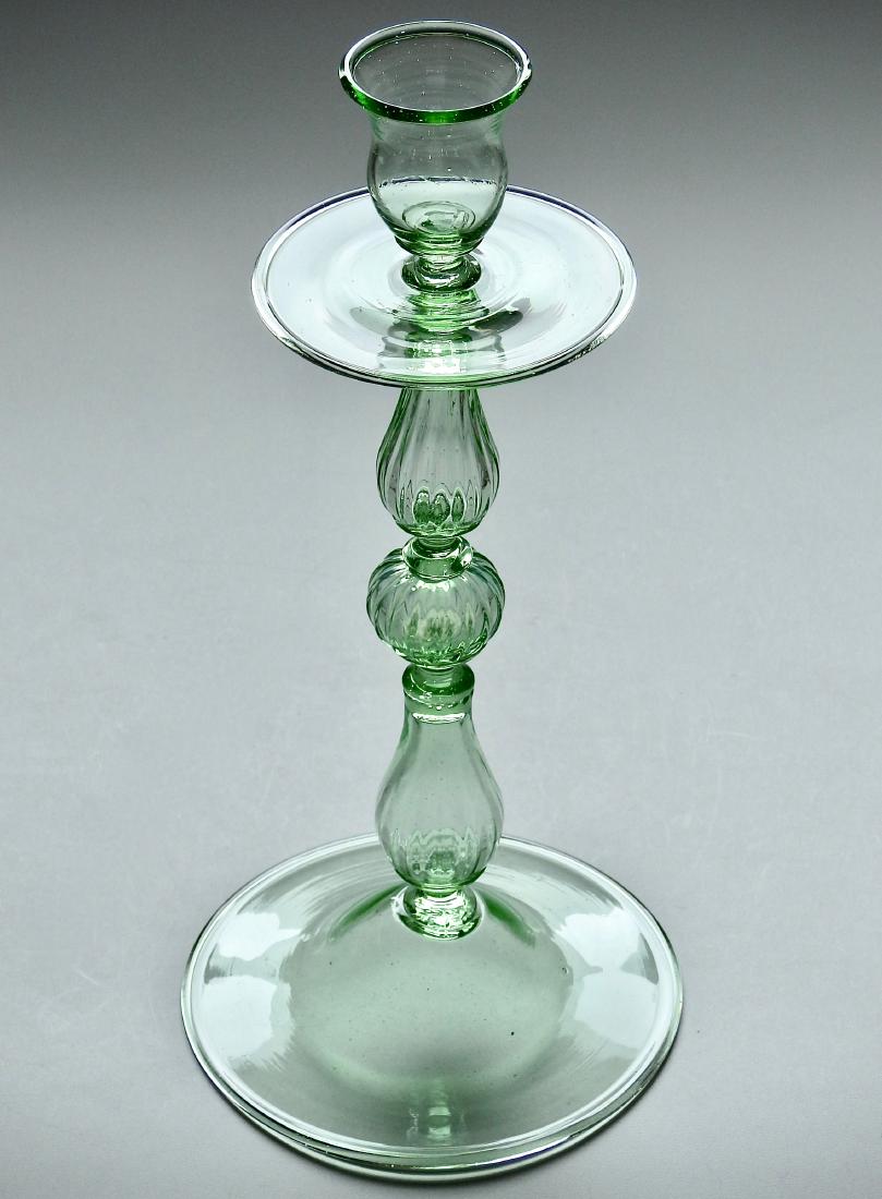 Vintage Venetian Salviati Green Glass Candlestick Large (1 of 7)