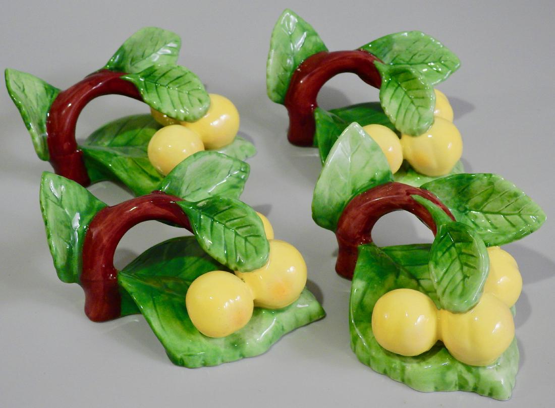 Ceramic Napkin Ring Set of 4 Lemon Napkin Rings (1 of 3)